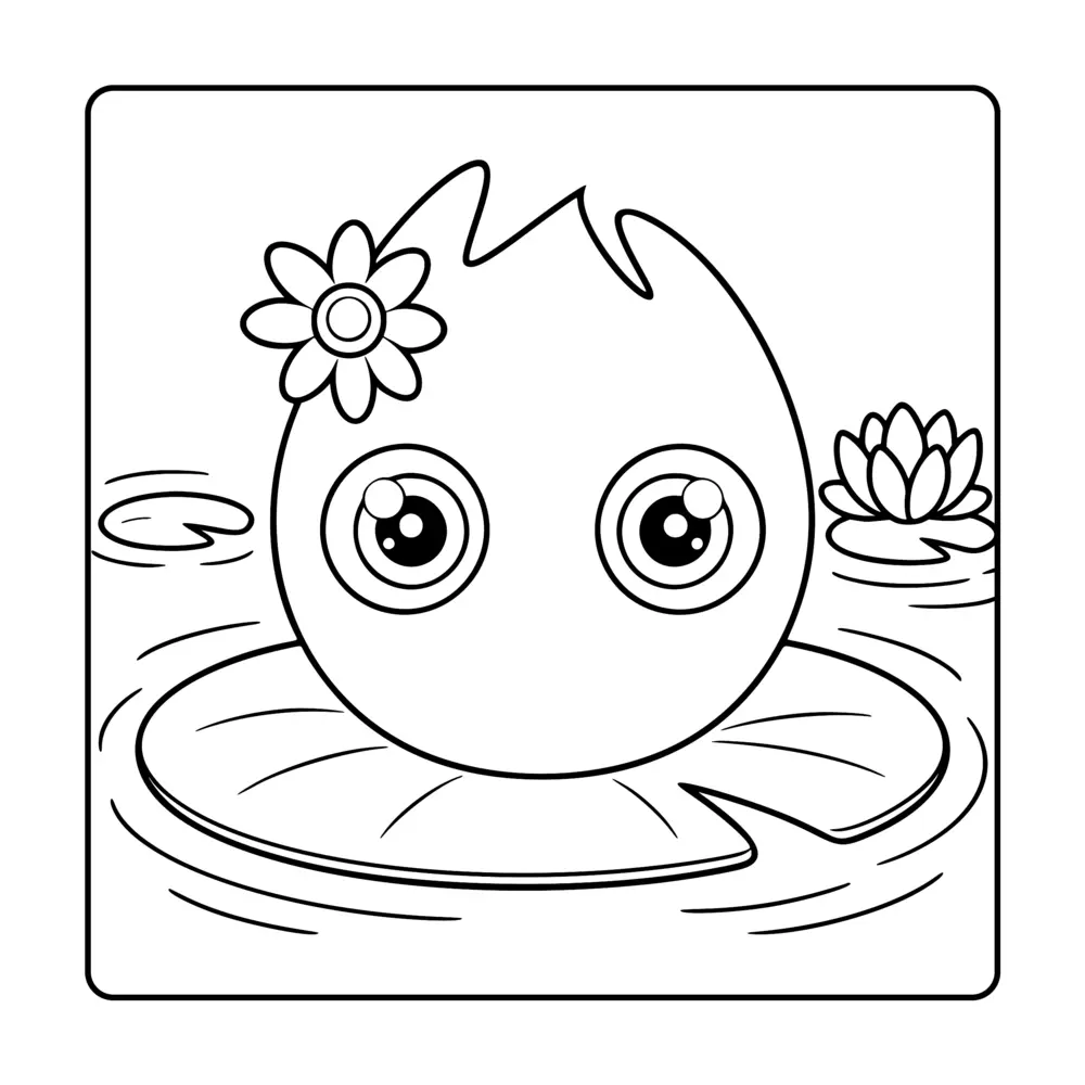 Sample page featuring Leena on a lily pad